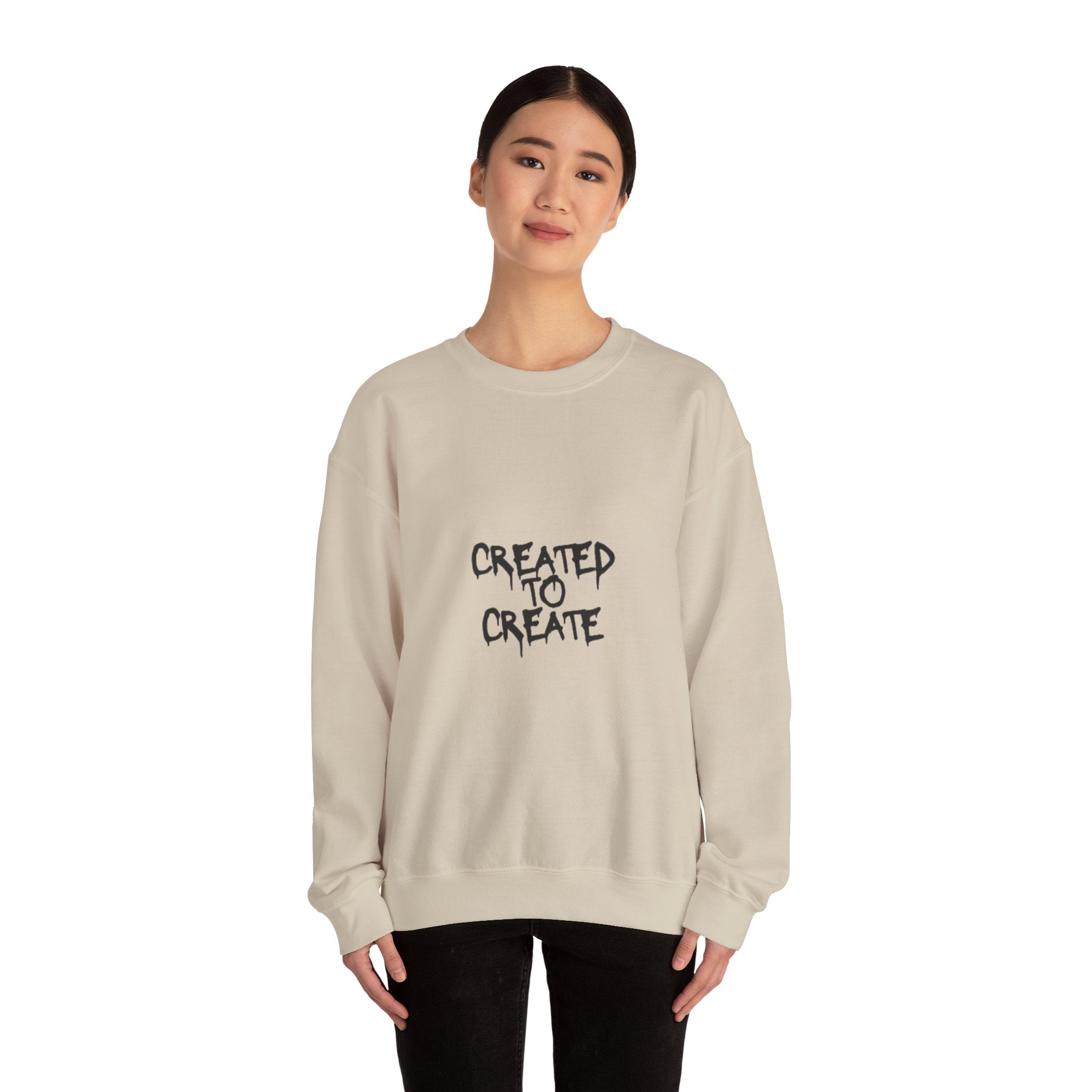 Crewneck Sweatshirt — "Created to Create" Graphic Crewneck for Artists & Creatives